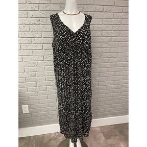 Jonathan Martin Studio Women Polka Dot V Neck Ruche Dress Size 18